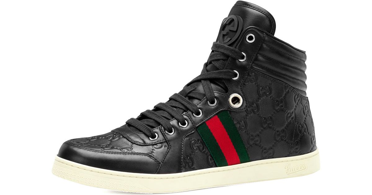 gucci high top leather sneakers