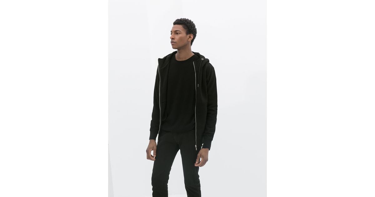 Zara Hoodie with Zip in Black for Men Lyst