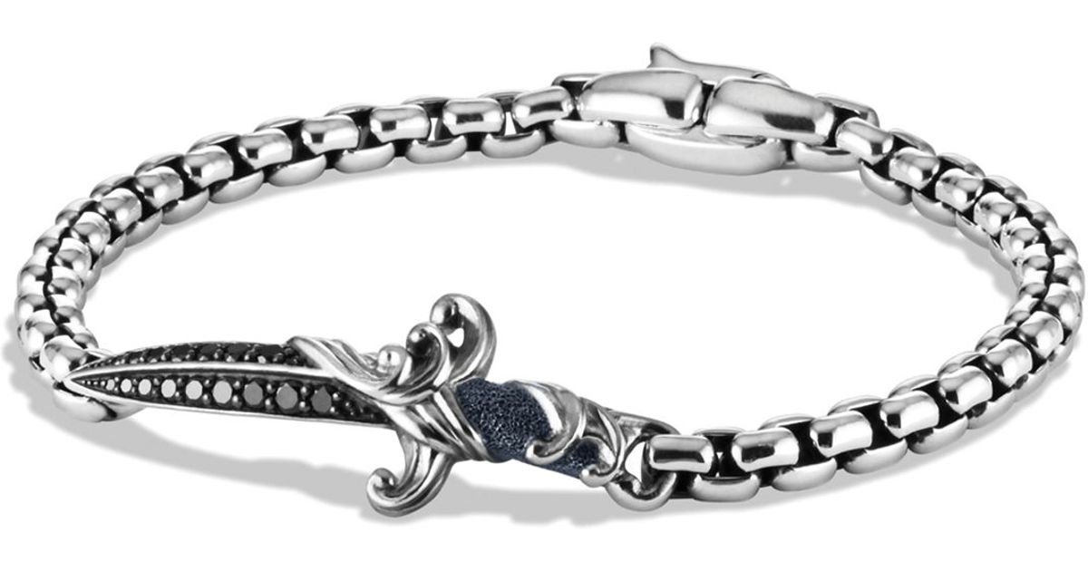 David Yurman Metallic Waves Dagger Bracelet With Black Diamonds For Men David Yurman Metallic Waves Dagger Bracelet With Black Diamonds For Men