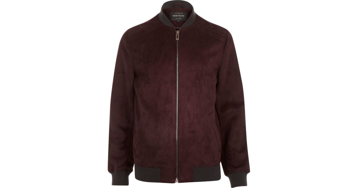 Burgundy Bomber Jacket River Island Burgundy Bomber Jacket River Island