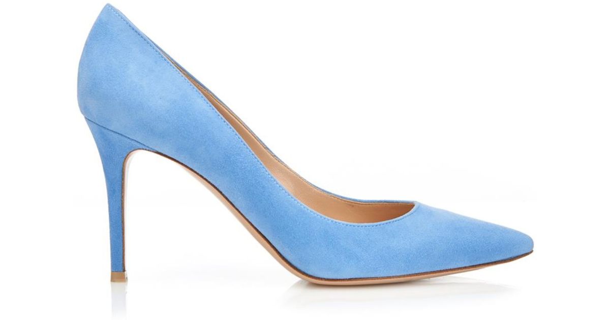 Gianvito Rossi Business Point-Toe Suede Pumps in Light Blue (Blue ...