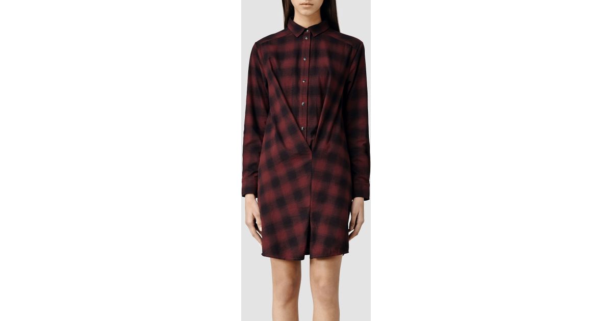 all saints tartan shirt dress