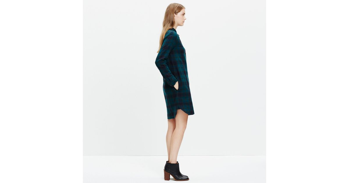 madewell plaid shirt dress