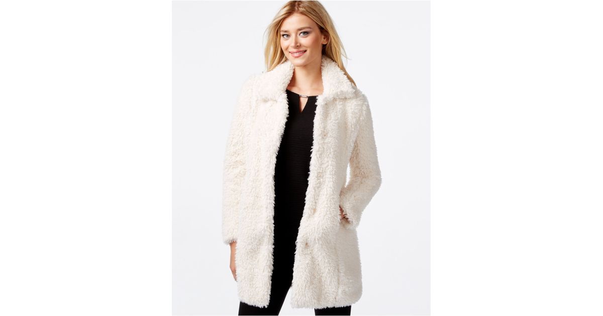 calvin klein white faux fur jacket