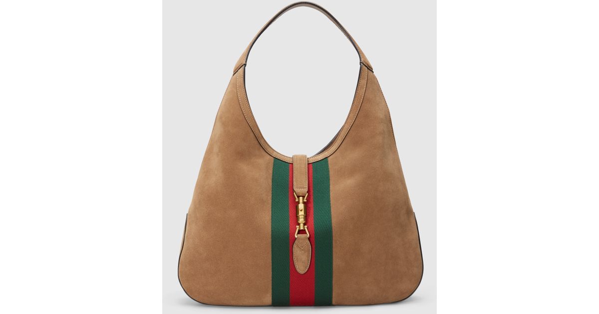 Gucci Jackie Soft Suede Hobo in Brown | Lyst