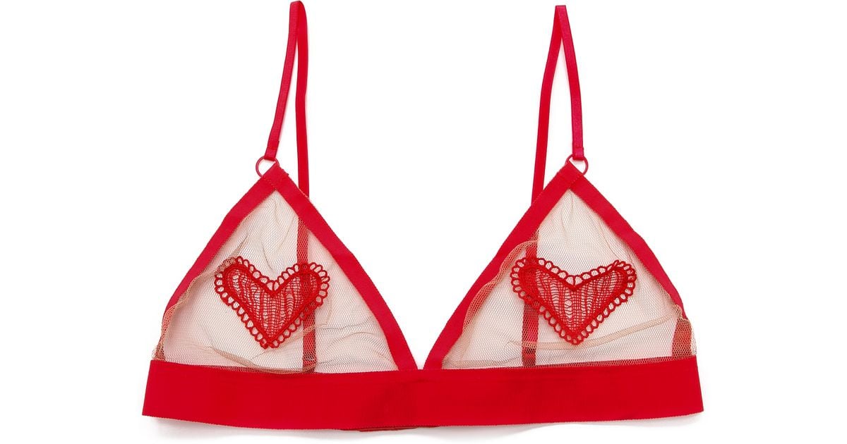 For Love & Lemons Heart Bralette - Red/Nude