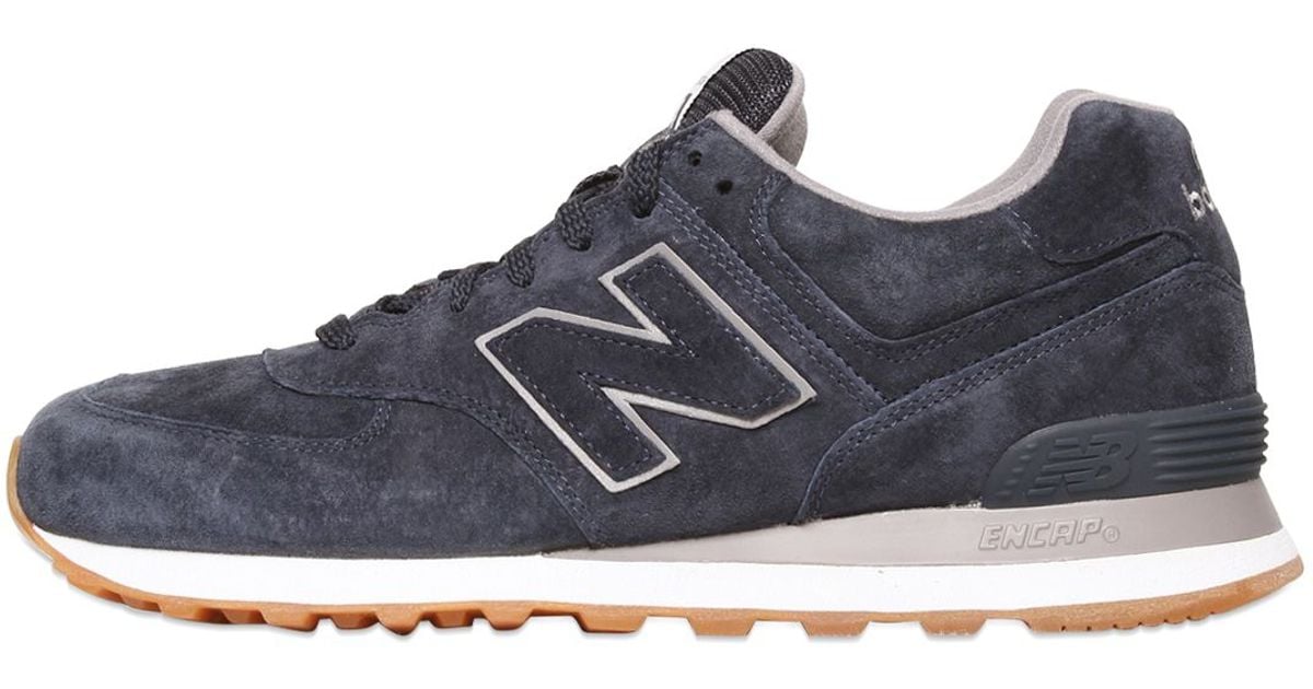 New Balance 574 Suede Sneakers in Navy (Blue) - Lyst