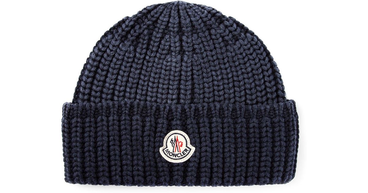 moncler ribbed beanie hat