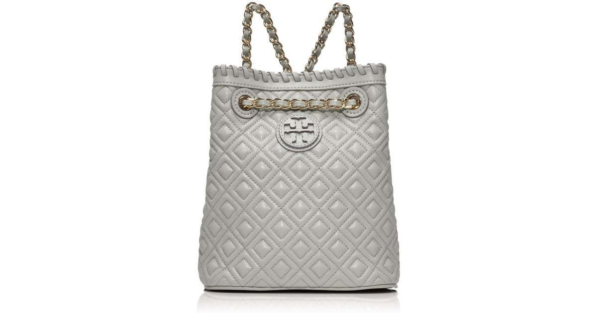 Tory Burch Marion Quilted Small Backpack in Gray Lyst