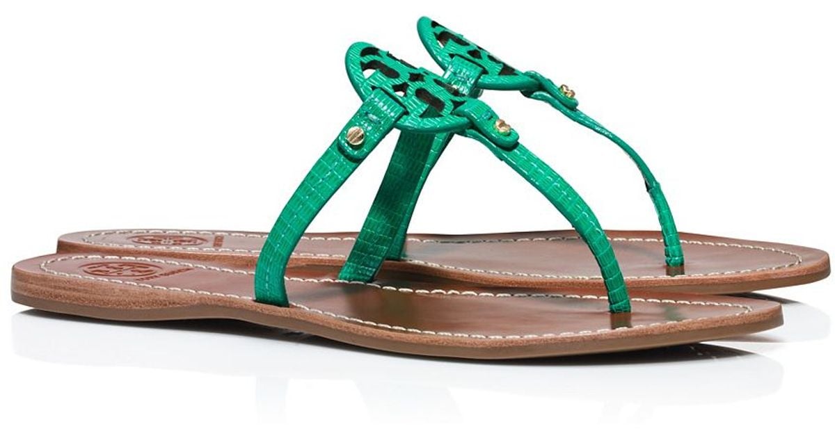 Tory Burch Mini Miller Flat Thong Sandal in Green - Lyst