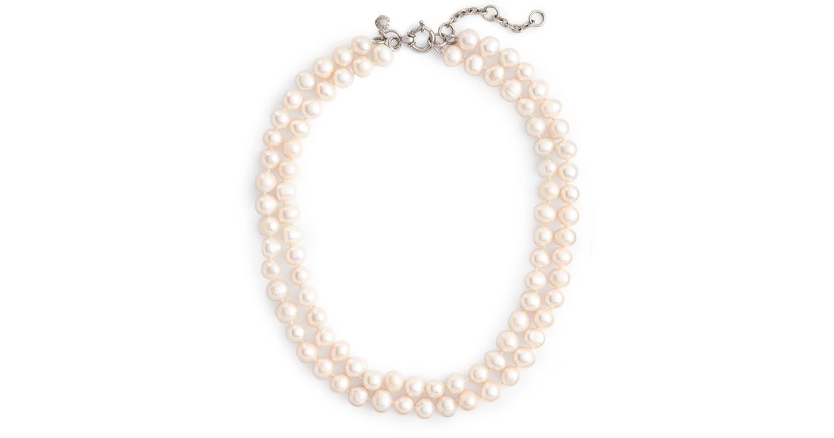 Lyst J.Crew Freshwater Pearl Doublestrand Necklace in White