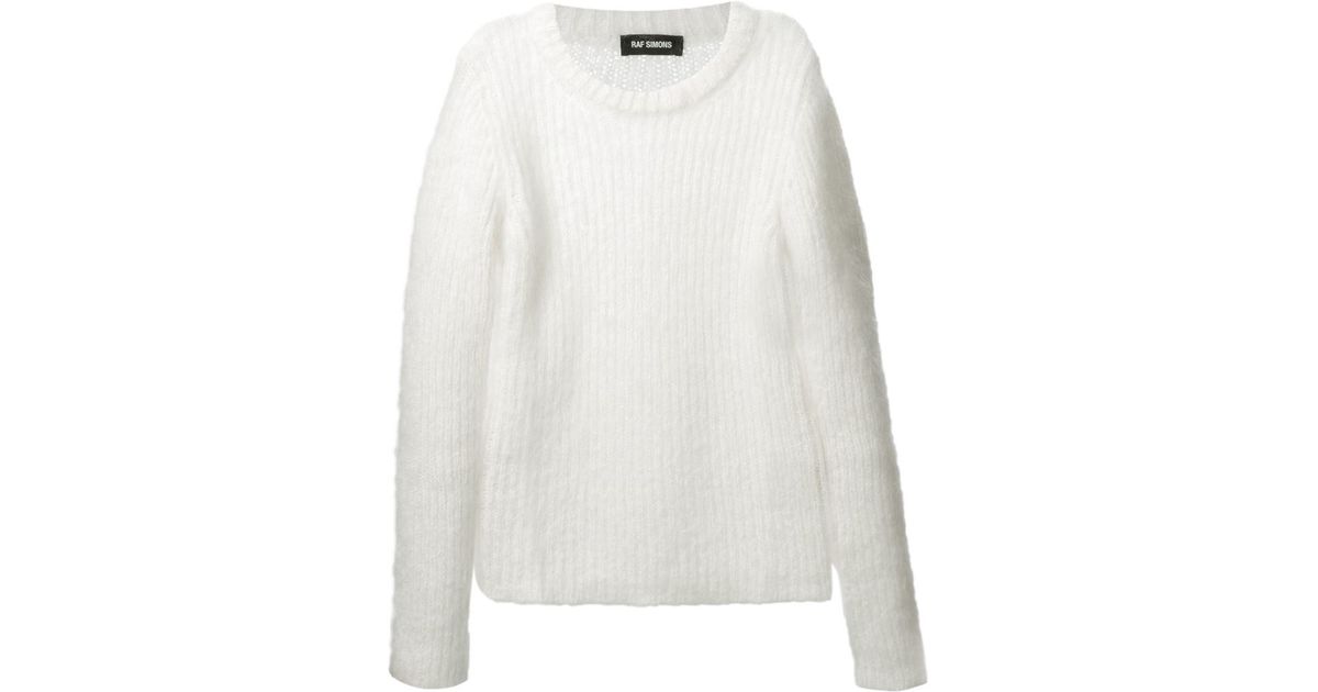 Raf Simons Fluffy Sweater in White for 