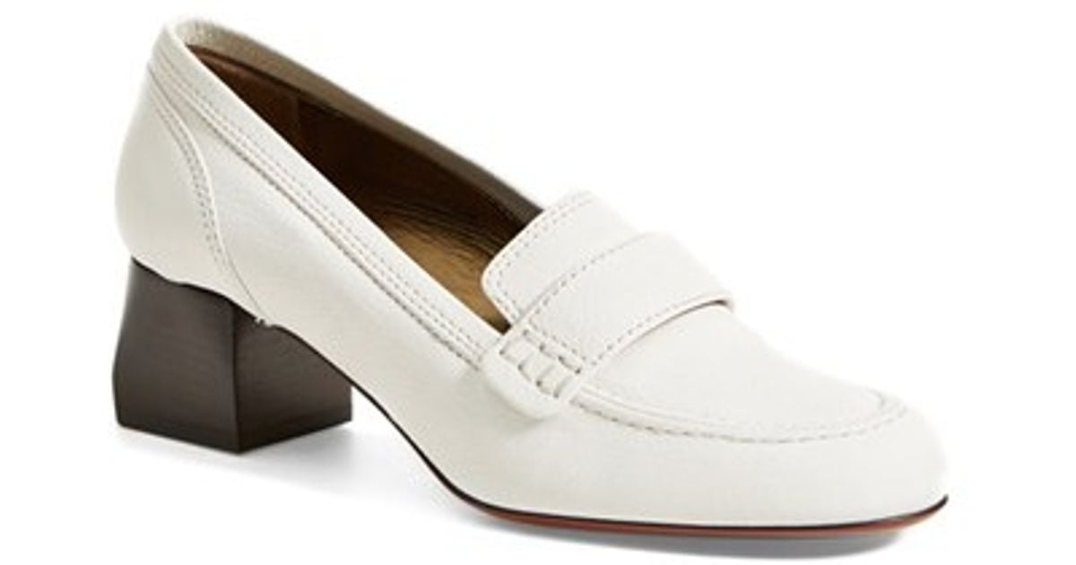 White loafer heels Clearance