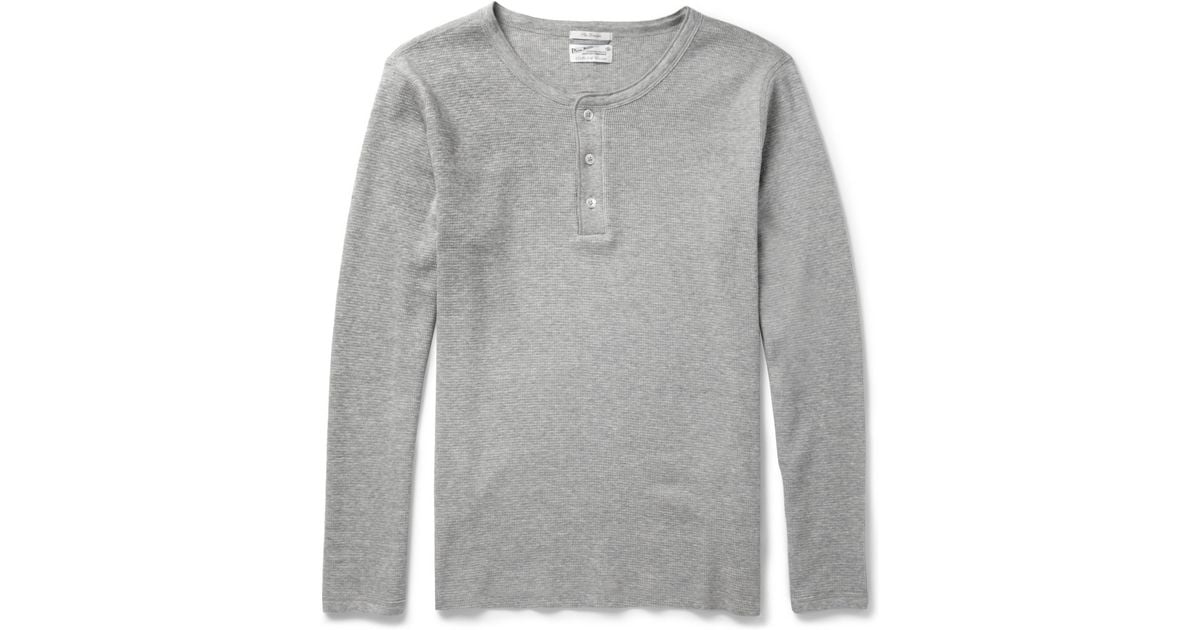 Gant Rugger Waffle-Knit Cotton-Blend Henley T-Shirt in Gray for Men - Lyst