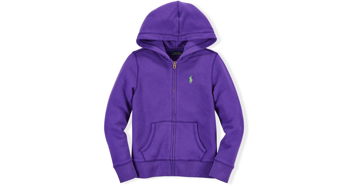 Ralph Lauren Cotton-blend-fleece Hoodie in Purple | Lyst