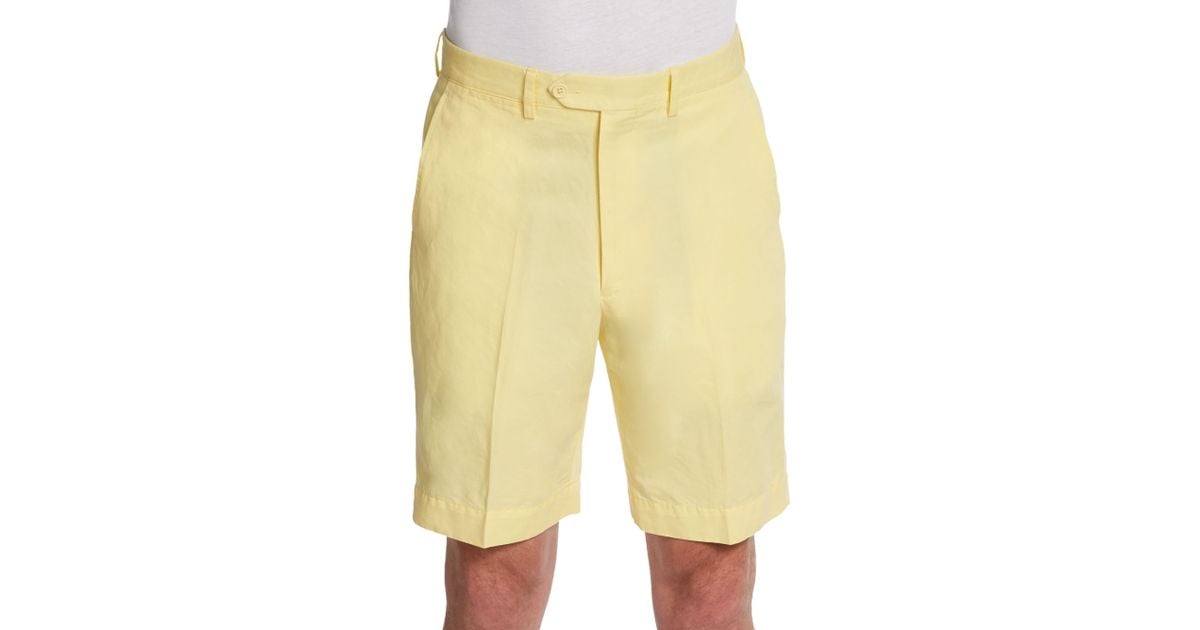 Santorelli Romeo Cotton & Linen Shorts in Yellow for Men Lyst