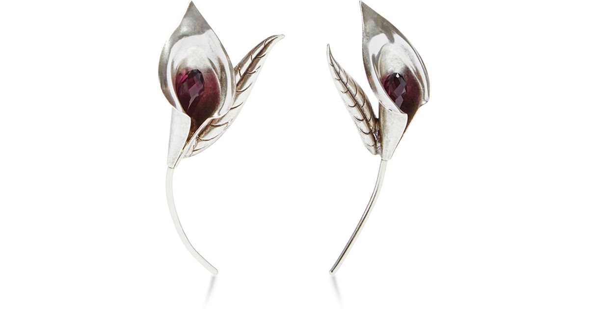 Lyst Rodarte Antique Silver Lily Earrings In Metallic