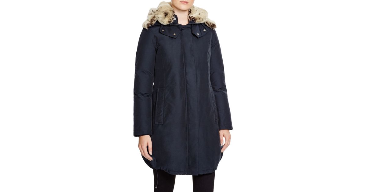 Woolrich Bow Bridge Rex Rabbit Fur Trimmed Parka In Navy Blue Lyst