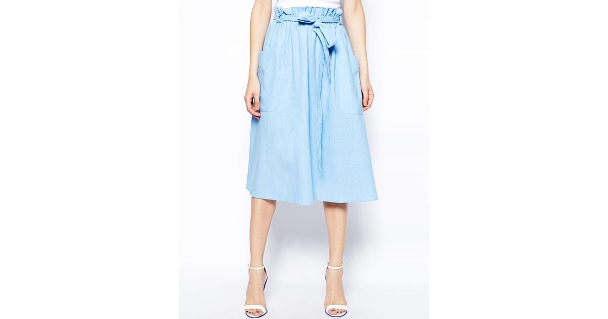 linen midi skirt with pockets