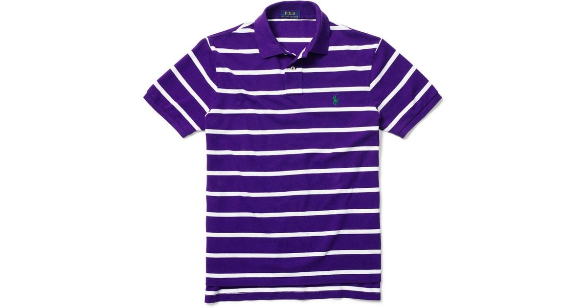 Polo Ralph Lauren Custom-fit Striped Mesh Polo in Purple for Men | Lyst