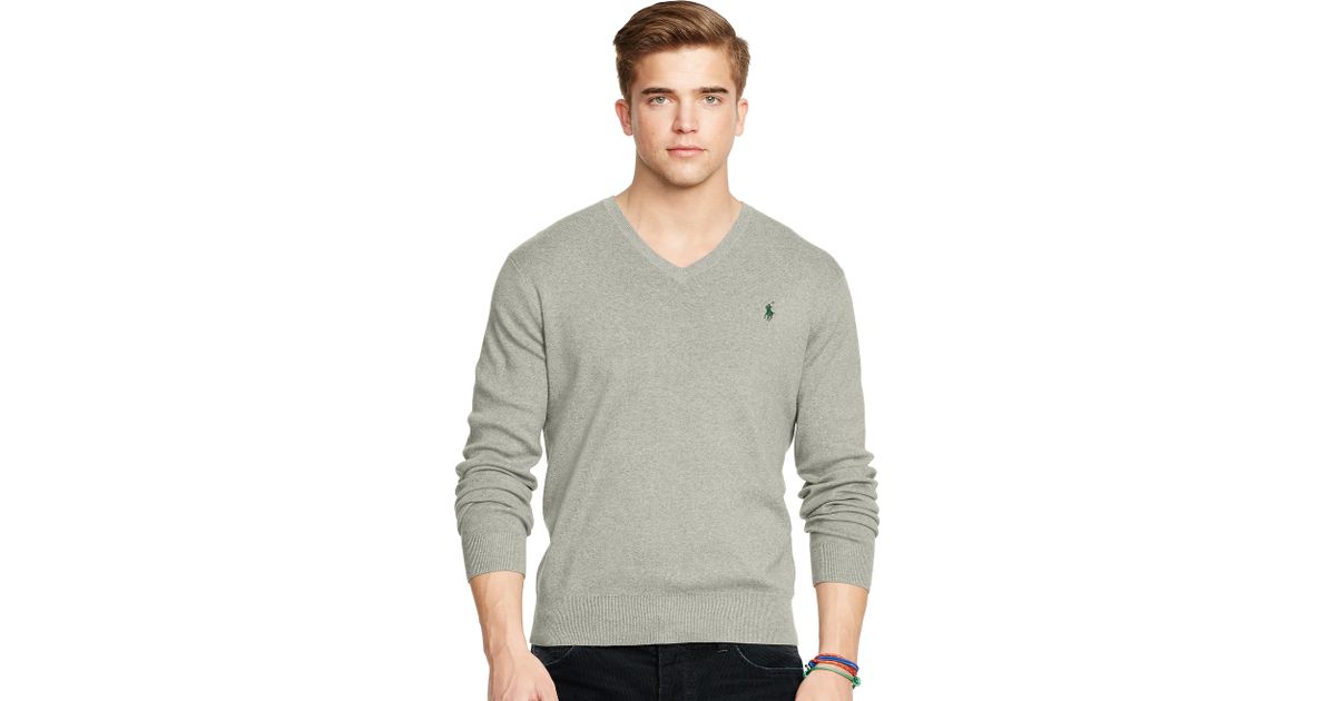 grey ralph lauren v neck sweater