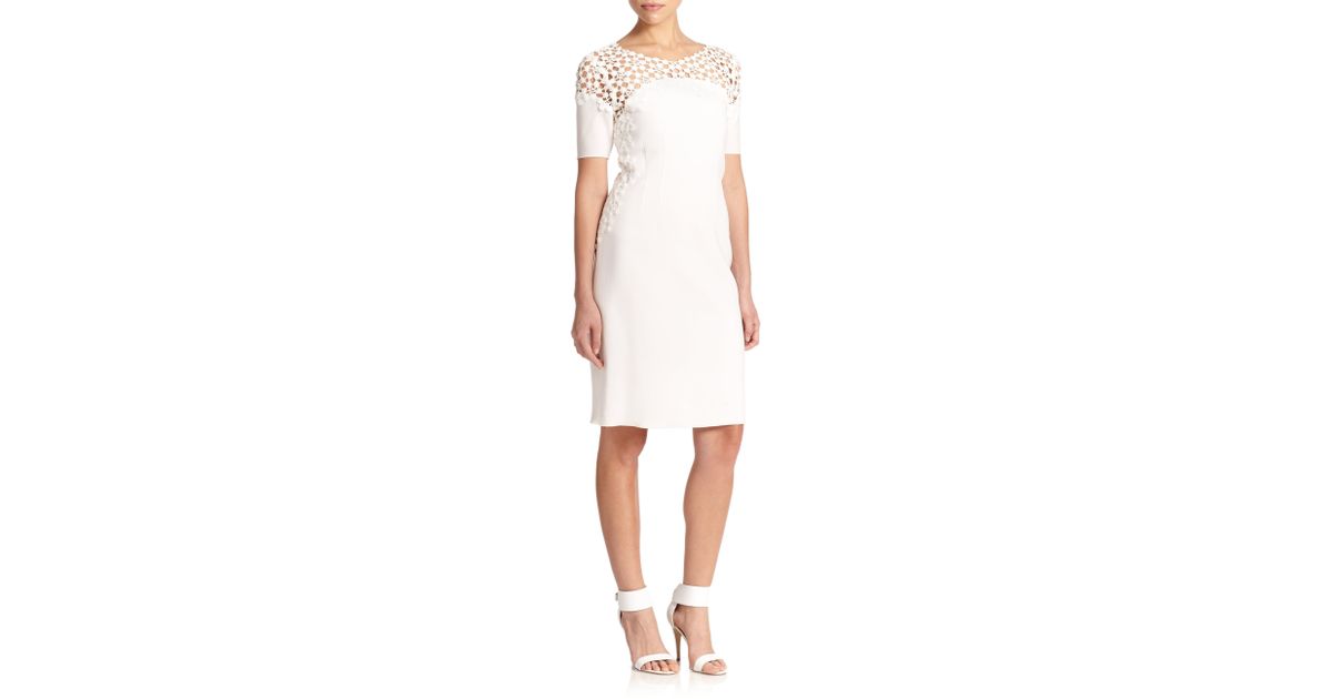 tahari white lace dress