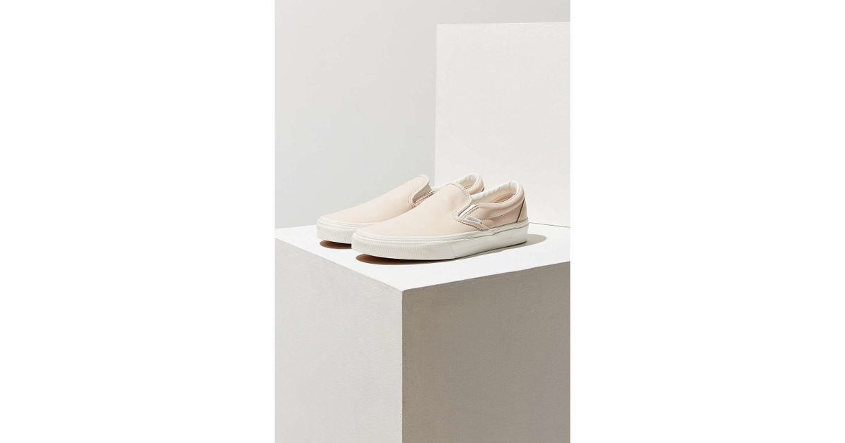 Vans beige leather slip on cheap