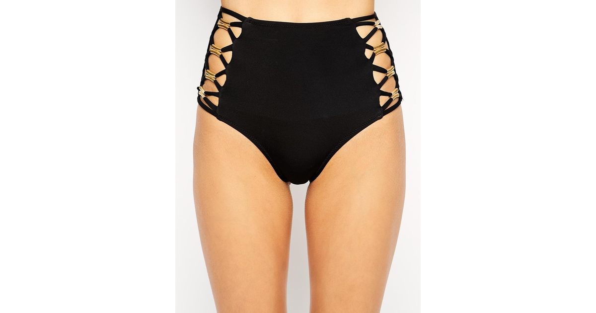 black and gold high waisted bikini