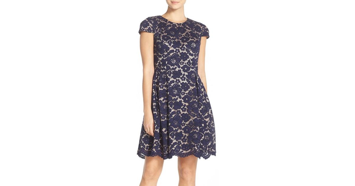 vince camuto lace fit and flare dress