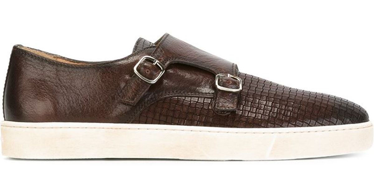 Santoni Monk-Style Leather Sneakers in 