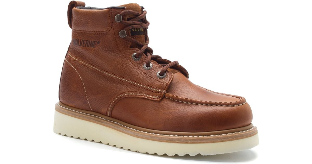 wolverine men's moc toe wedge work boots