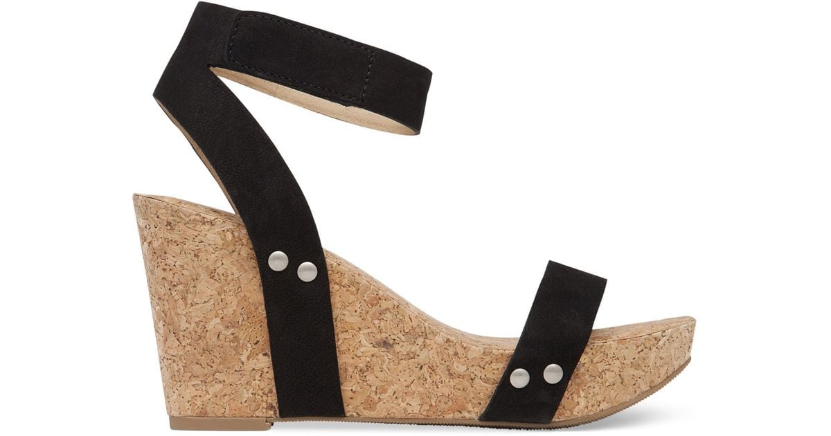 Lucky Brand Women's Mcdowell Cork Platform Wedge Sandals in Black | Lyst