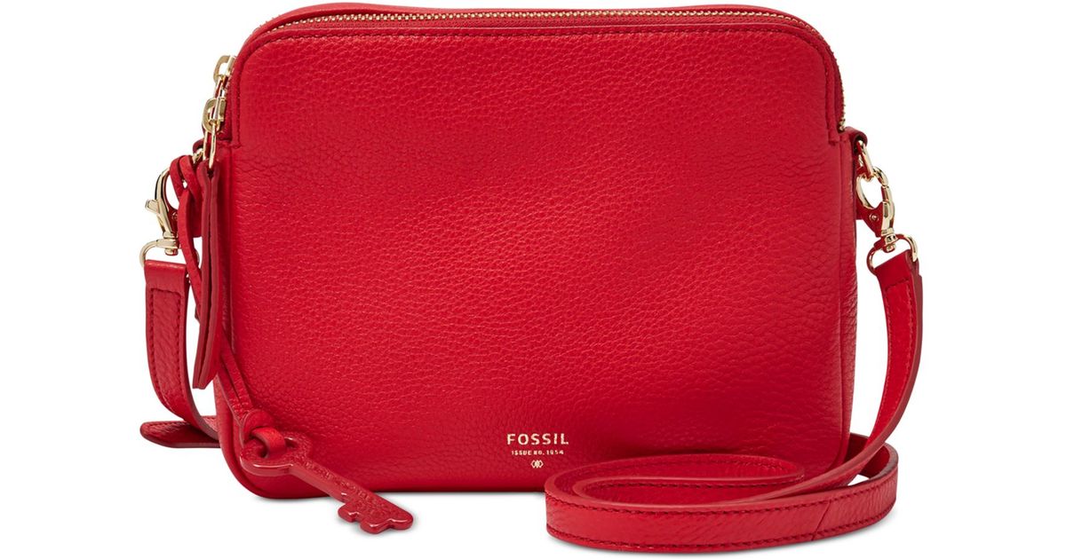 Fossil Sydney Leather Crossbody in Red | Lyst