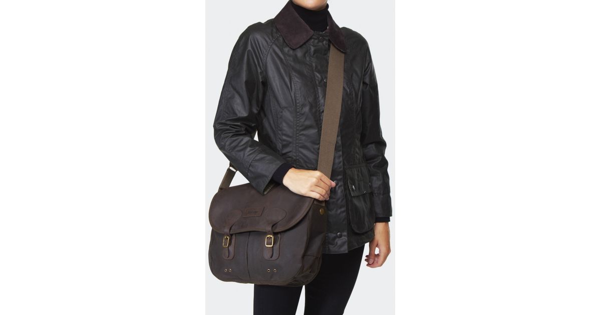 Barbour Wax Leather Tarras Bag In Brown For Men Lyst