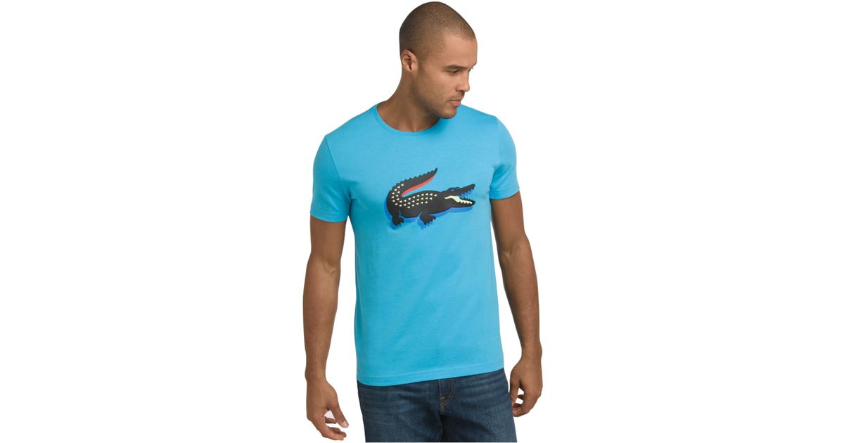 Lacoste Big And "3D" Rubber Crocodile Graphic T-Shirt in Blue for Men | Lyst