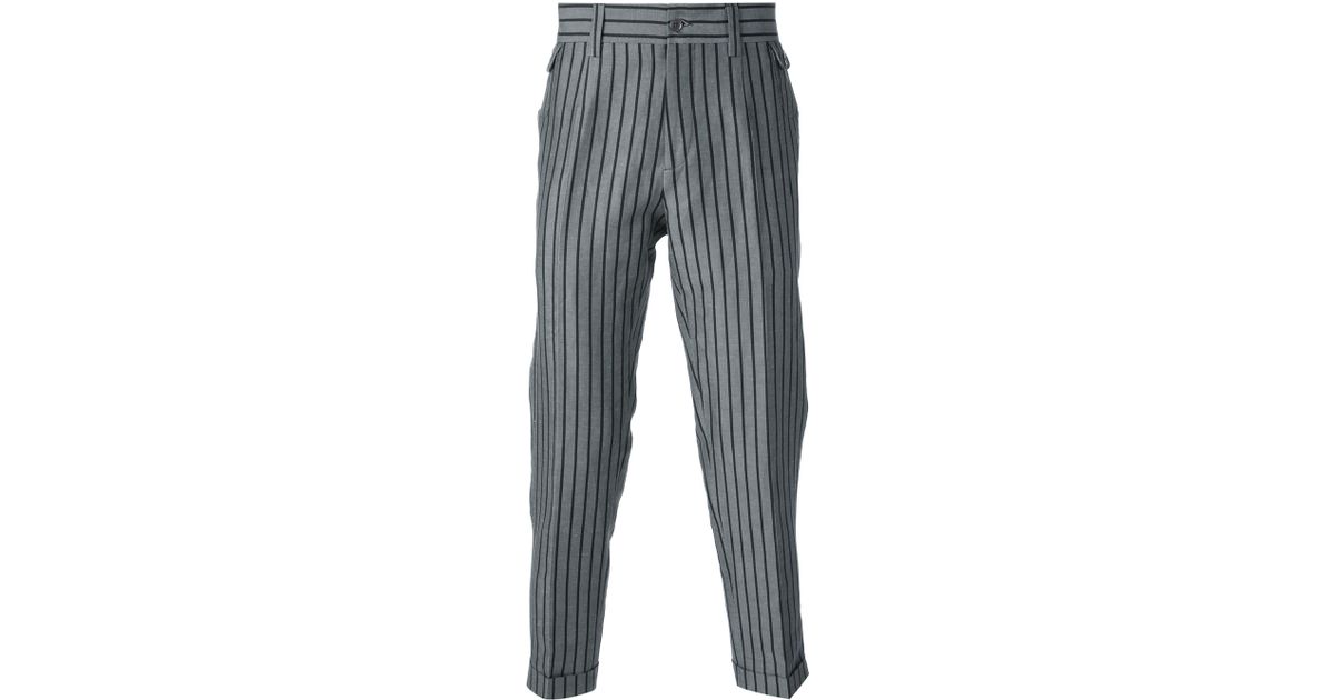 striped tapered trousers