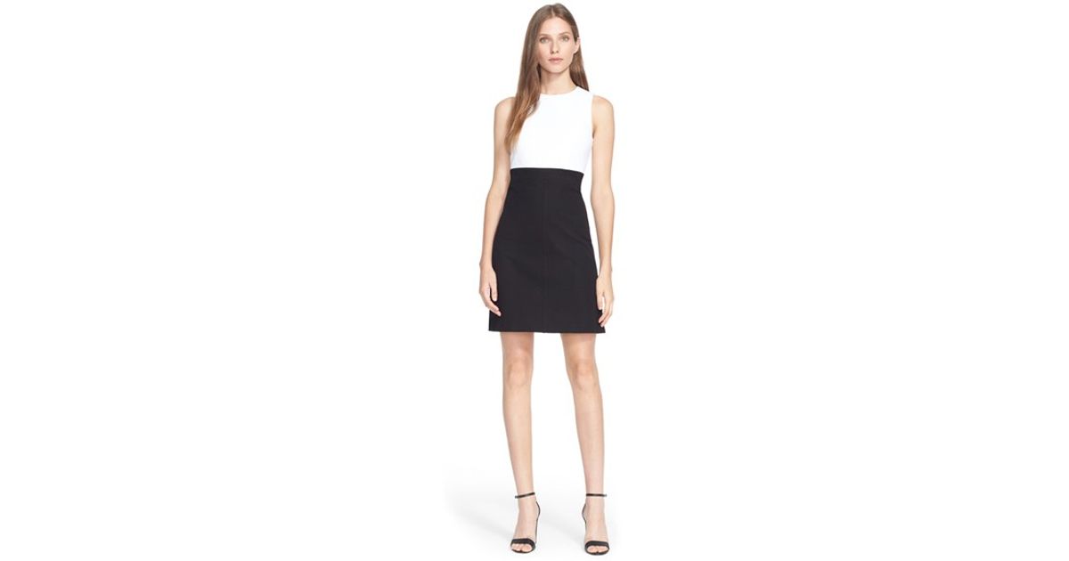 black and white color block dress