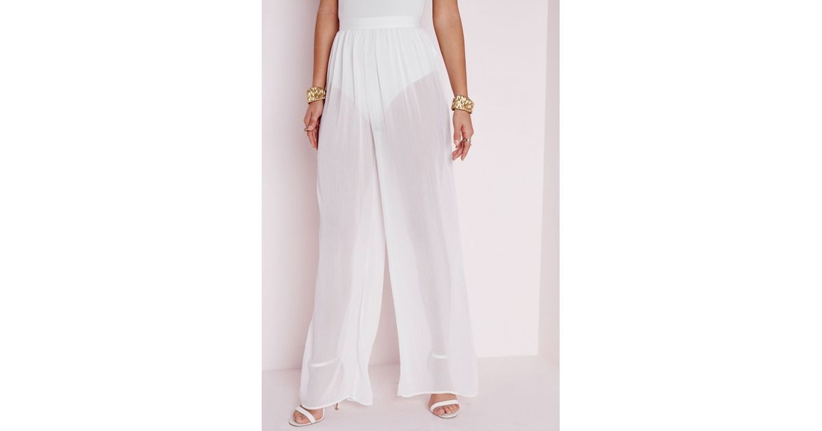 white sheer trousers