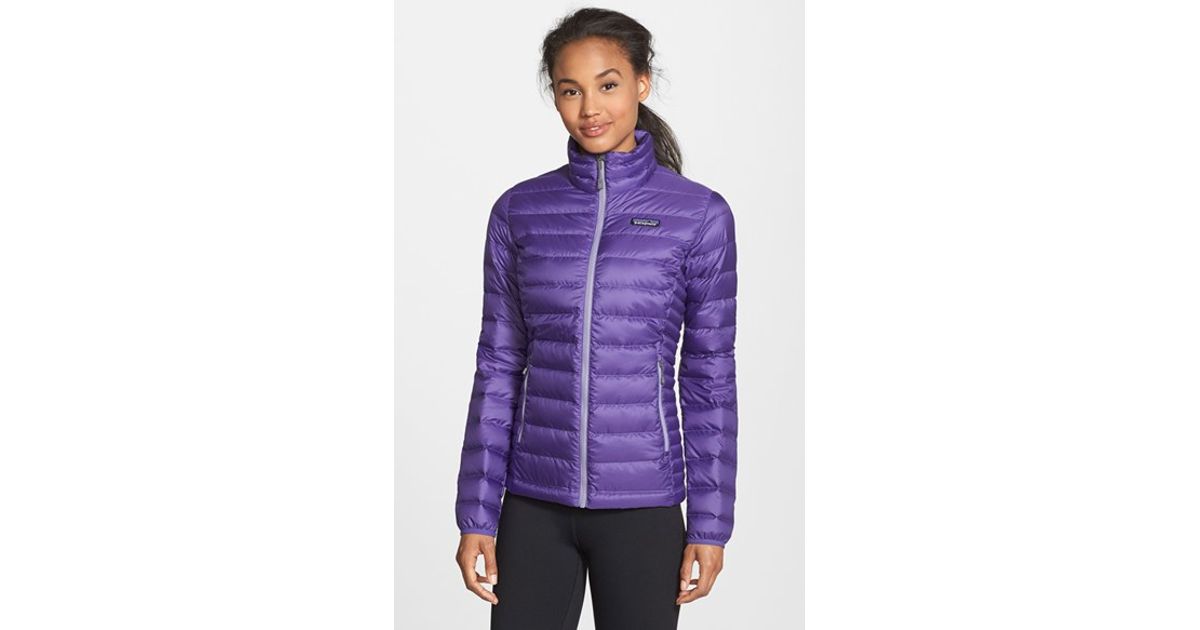 purple packable down jacket