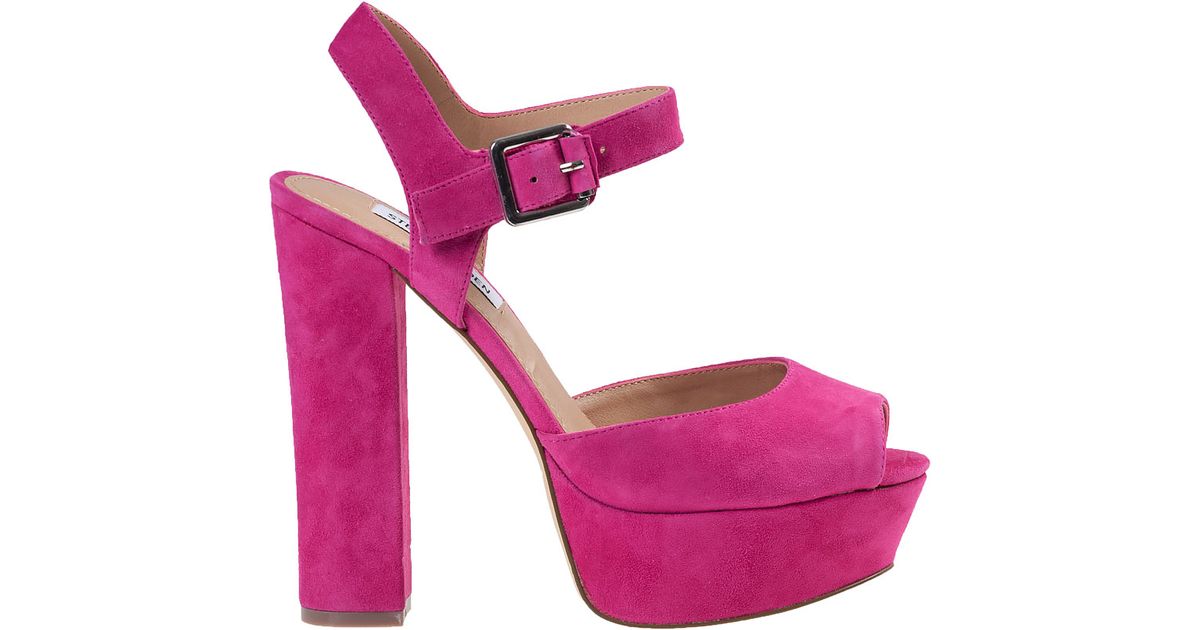 Steve Madden Jillyy Platform Sandal Fuchsia Suede in Purple - Lyst