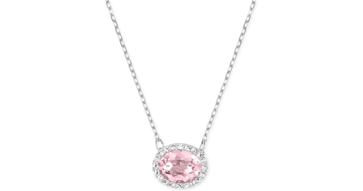 Swarovski Rhodium-plated Christie Oval Pendant Necklace in Pink | Lyst