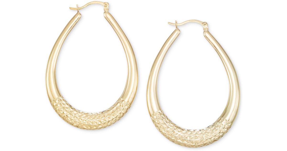 Macy's Large Patterned Teardrop Shape Hoop Earrings In 14k Gold Vermeil ...