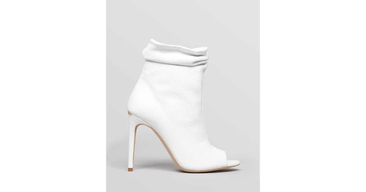 white open toe bootie heels