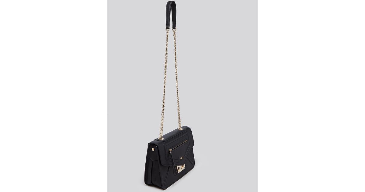 small black shoulder bag with chain strap