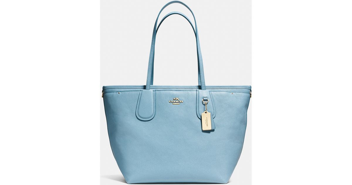 Coach Blue Taxi Baby Bag Tote In Crossgrain Leather