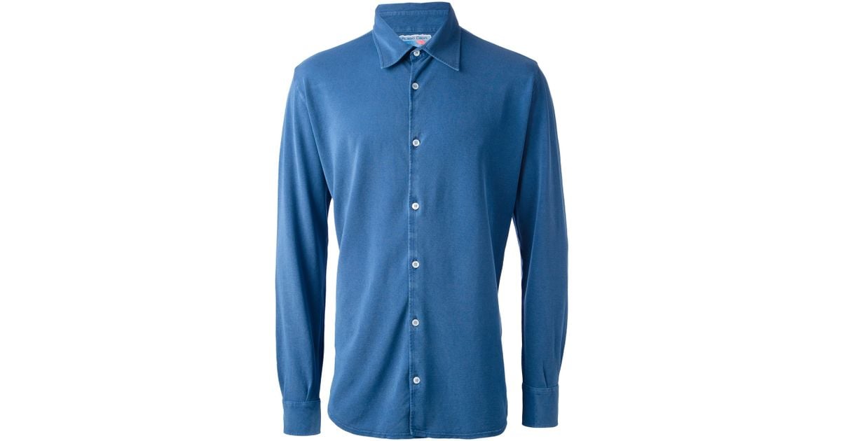 Fedeli Long Sleeve Polo Shirt in Blue for Men | Lyst