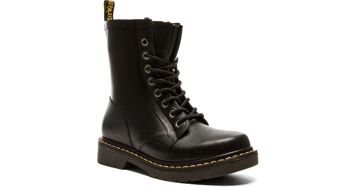 Dr. Martens Drench 8 Eye Lace-Up Rubber Boots in Black - Lyst