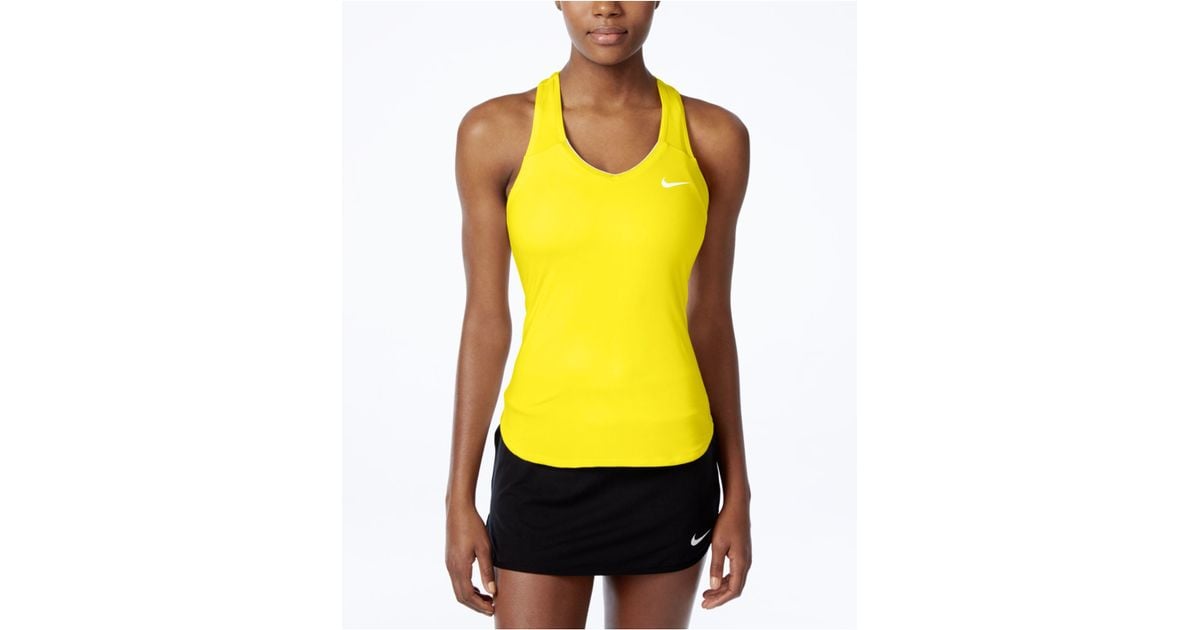 Nike Court Racerback Drifit Tennis Tank Top in Yellow Lyst