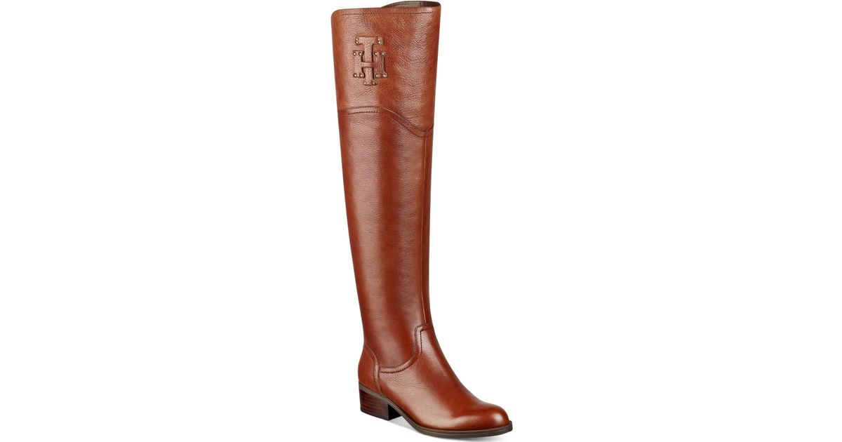 tommy hilfiger boots cognac