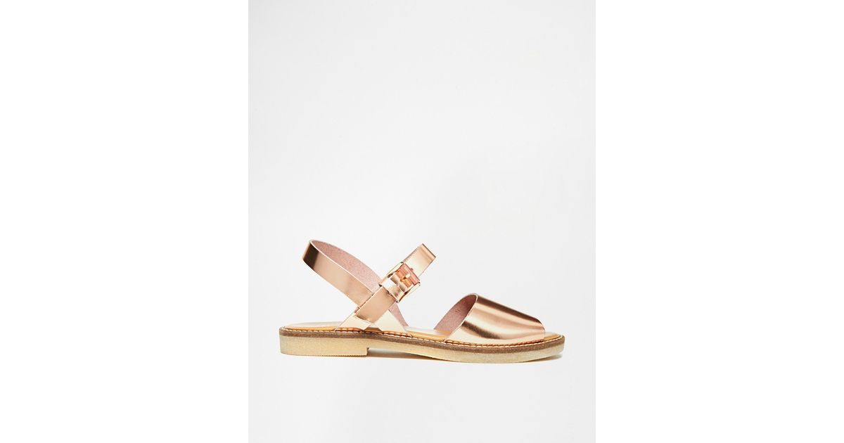 rose gold leather sandals